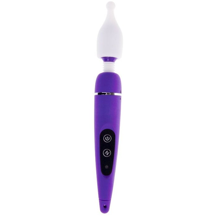 Фиолетовый вибростимулятор с насадками - 17,6 см. Фотография 2.