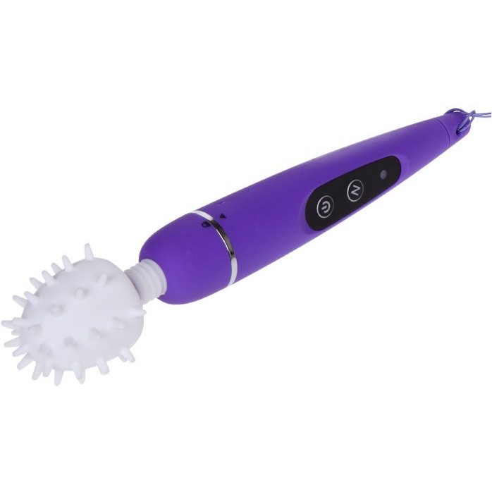 Фиолетовый вибростимулятор с насадками - 17,6 см. Фотография 3.