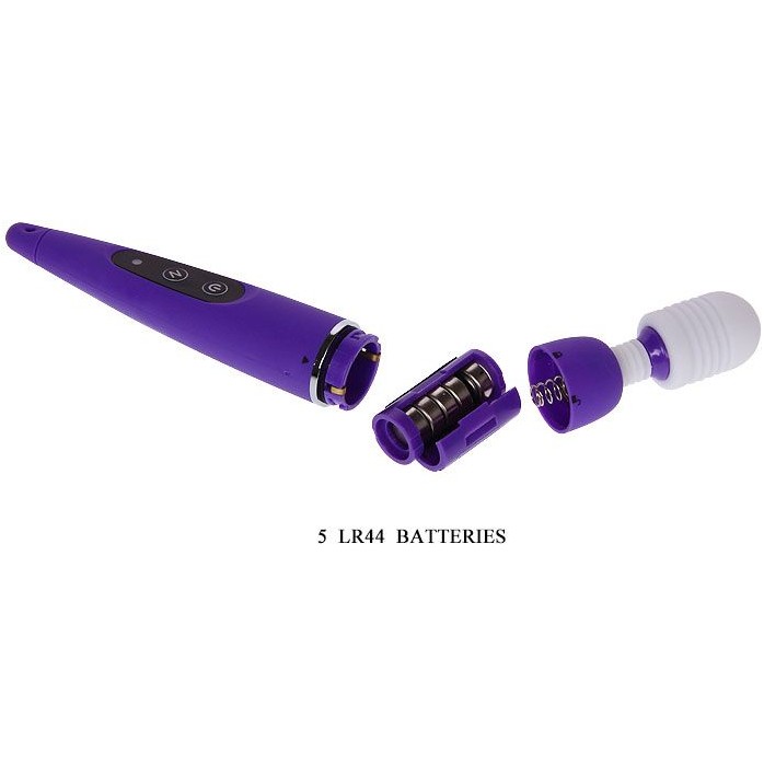 Фиолетовый вибростимулятор с насадками - 17,6 см. Фотография 6.
