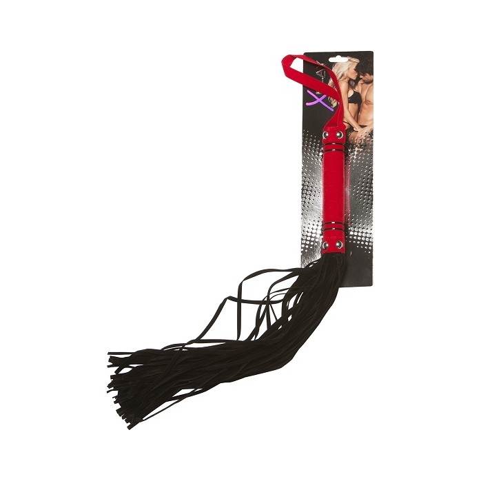 Многохвостая бархатистая плеть X-Play с красной рукоятью - X-Play. Фотография 2.