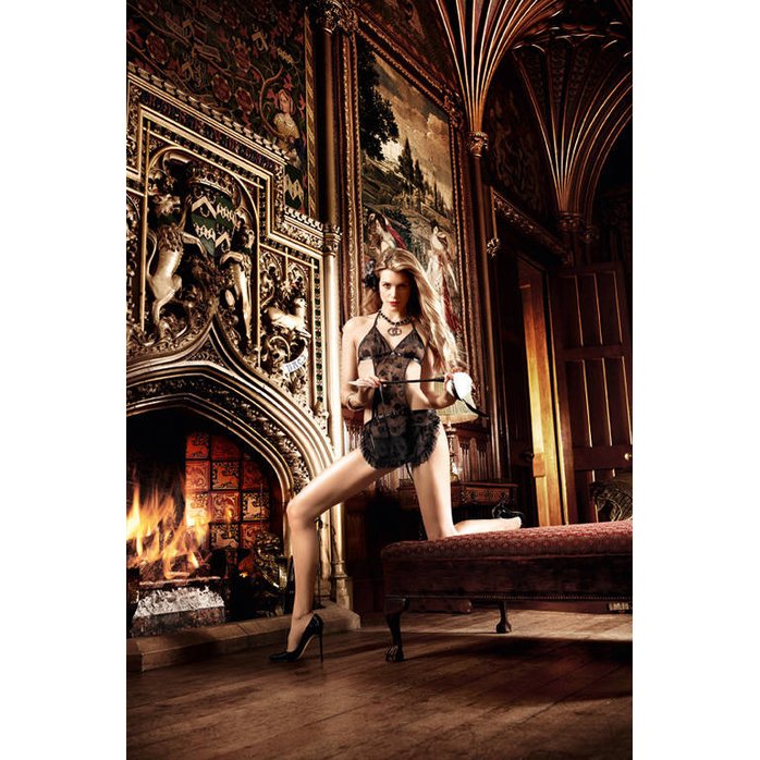 Костюм сексуальной горничной - фартучек с роскошным цветочным узором - Black Label Collection