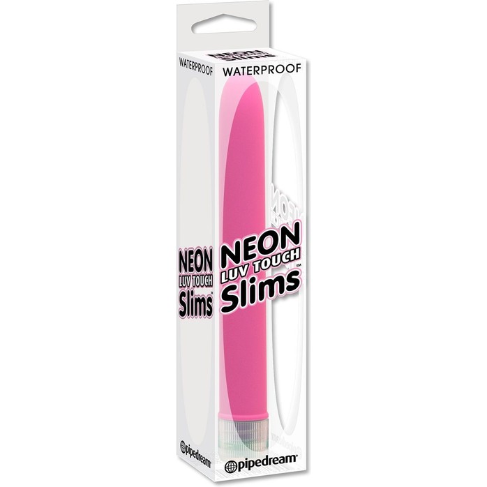 Тонкий розовый классический вибратор Neon Luv Touch Slims - 14,6 см - Neon Luv Touch. Фотография 2.