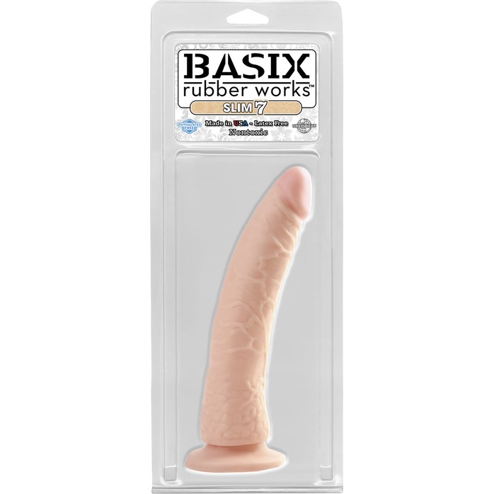 Фаллоимитатор телесный SLIM 7 - 20,3 см - Basix Rubber Works. Фотография 2.