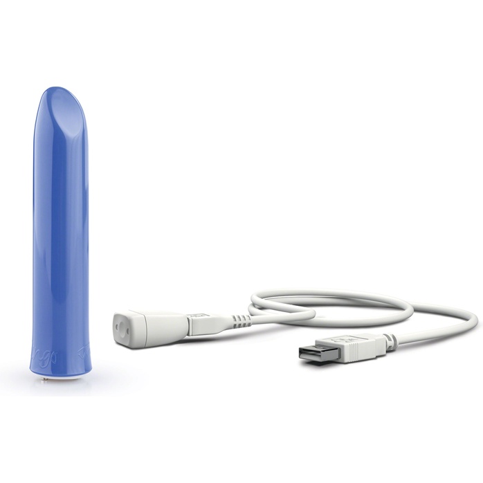 Синий перезаряжаемый вибратор Tango Blue USB rechargeable - 9 см. Фотография 3.
