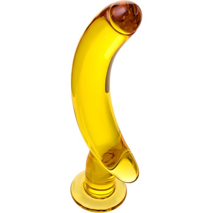 Жёлтый стимулятор-банан из стекла - 17,5 см - Sexus Glass. Фотография 4.