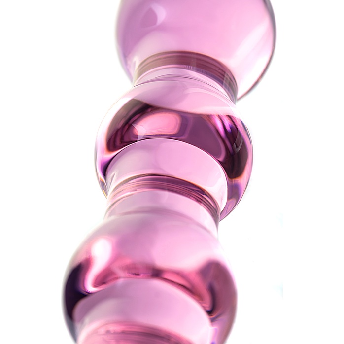 Розовый фаллоимитатор-ёлочка из прозрачного стекла - 18 см - Sexus Glass. Фотография 3.