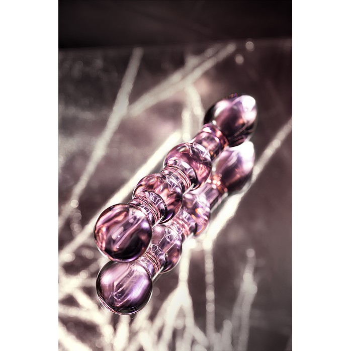 Розовый фаллоимитатор-ёлочка из прозрачного стекла - 18 см - Sexus Glass. Фотография 5.
