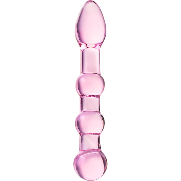 Розовый фаллоимитатор-ёлочка из прозрачного стекла - 18 см - Sexus Glass