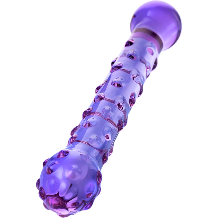 Фиолетовый стеклянный фаллоимитатор с шишечками - 19,5 см - Sexus Glass. Фотография 4.