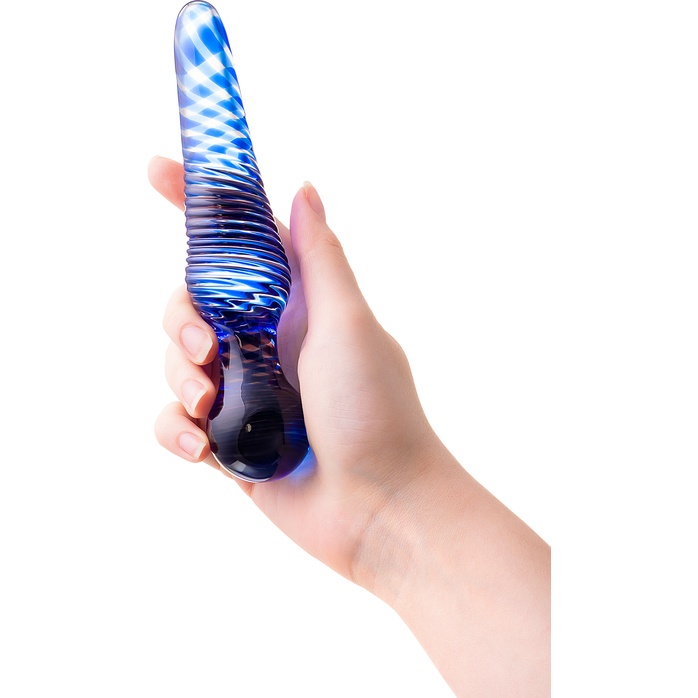 Большая синяя стеклянная пробка для анальной стимуляции - 17 см - Sexus Glass. Фотография 3.