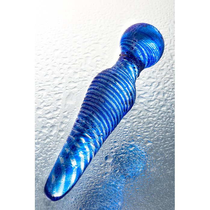Большая синяя стеклянная пробка для анальной стимуляции - 17 см - Sexus Glass. Фотография 5.