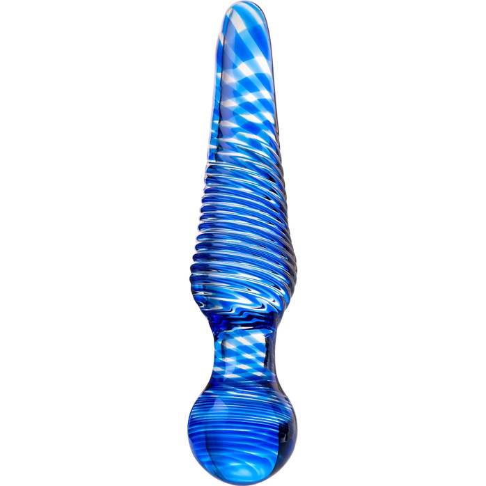 Большая синяя стеклянная пробка для анальной стимуляции - 17 см - Sexus Glass
