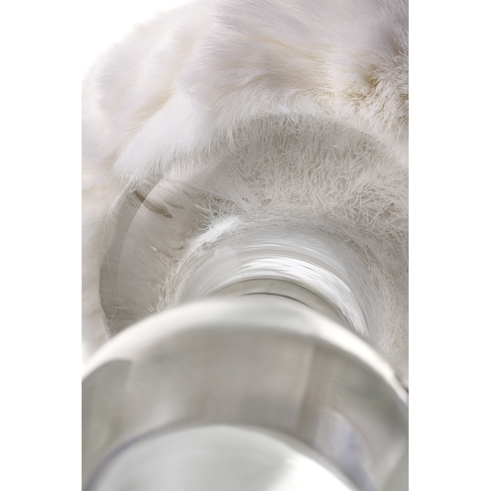 Стеклянная анальная втулка с белым хвостиком - 14 см - Sexus Glass. Фотография 4.