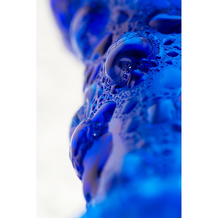 Синяя стеклянная анальная втулка с ручкой-кольцом - 16 см - Sexus Glass. Фотография 8.