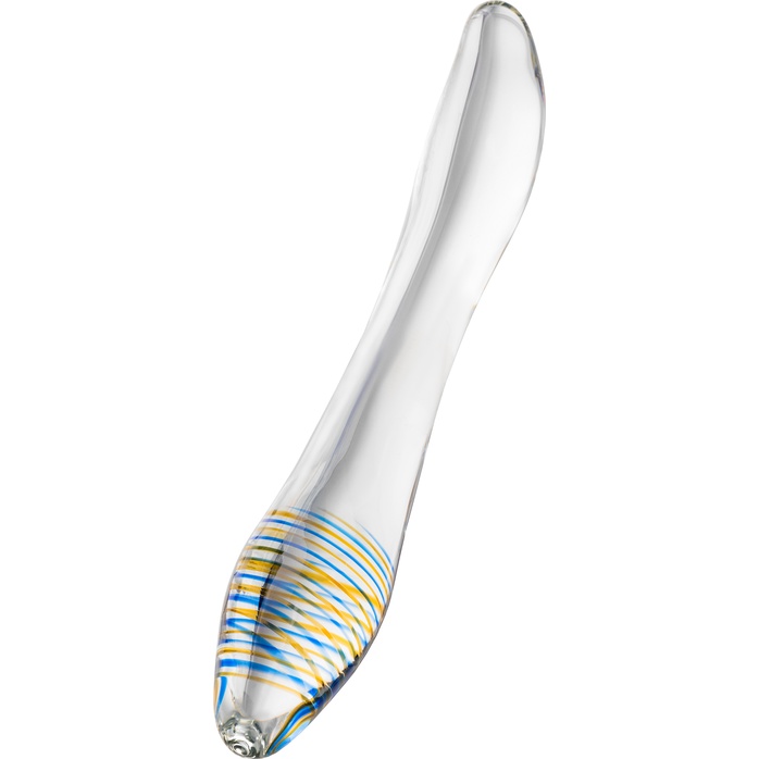 Стеклянный прозрачный фаллоимитатор с двухцветным кончиком - 22 см - Sexus Glass. Фотография 3.