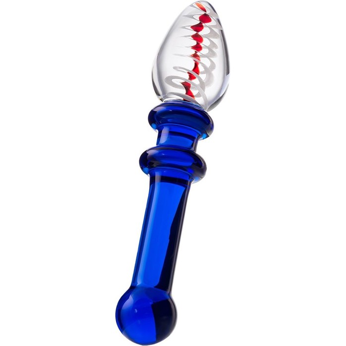 Стеклянный фаллоимитатор с синей ручкой - 16 см - Sexus Glass