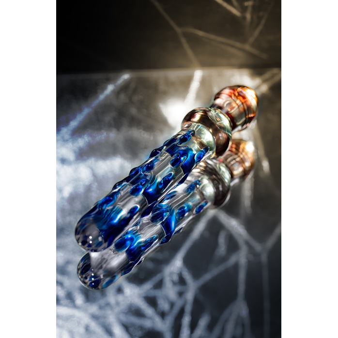 Стеклянный двусторонний фаллоимитатор с шишечками - 20 см - Sexus Glass. Фотография 8.