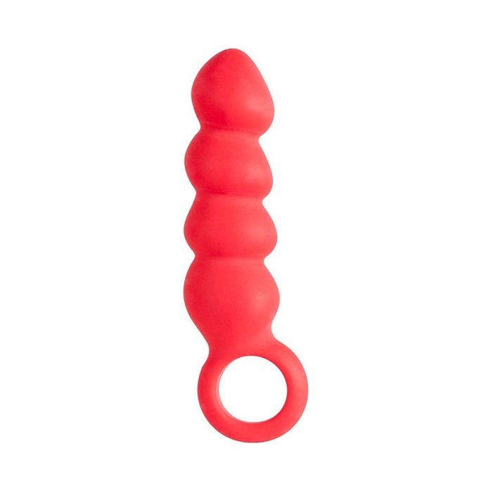 Красный анальный фаллоимитатор BULBED INVADER с кольцом - 14 см - MenzStuff