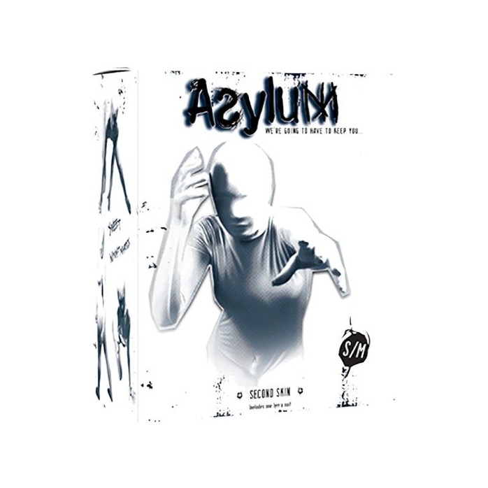 Белый кэтсьюит Asylum с маской на голову размера S/M - Asylum