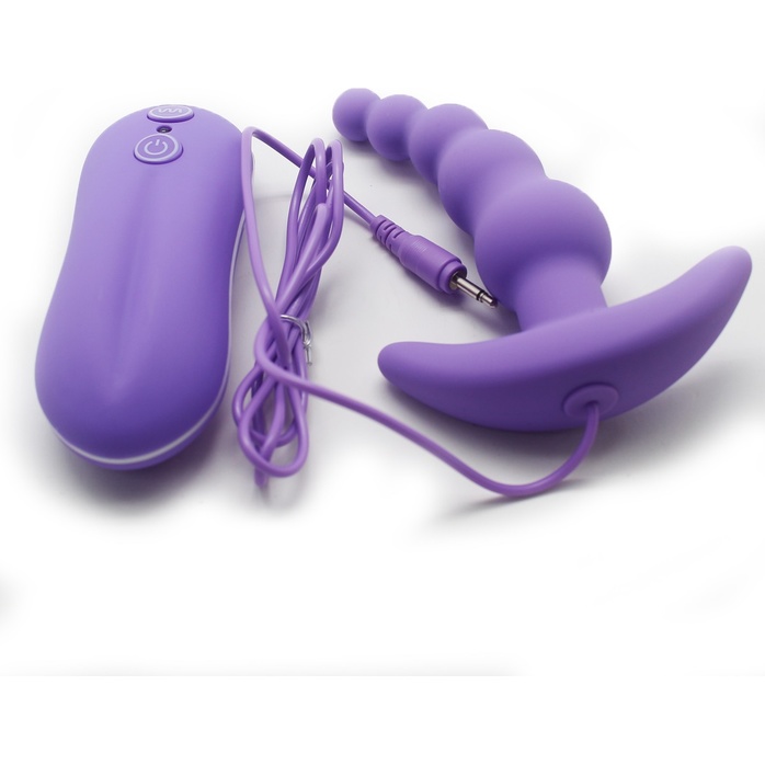 Фиолетовый вибростимулятор Beads Style для анальной стимуляции - 11 см. Фотография 5.