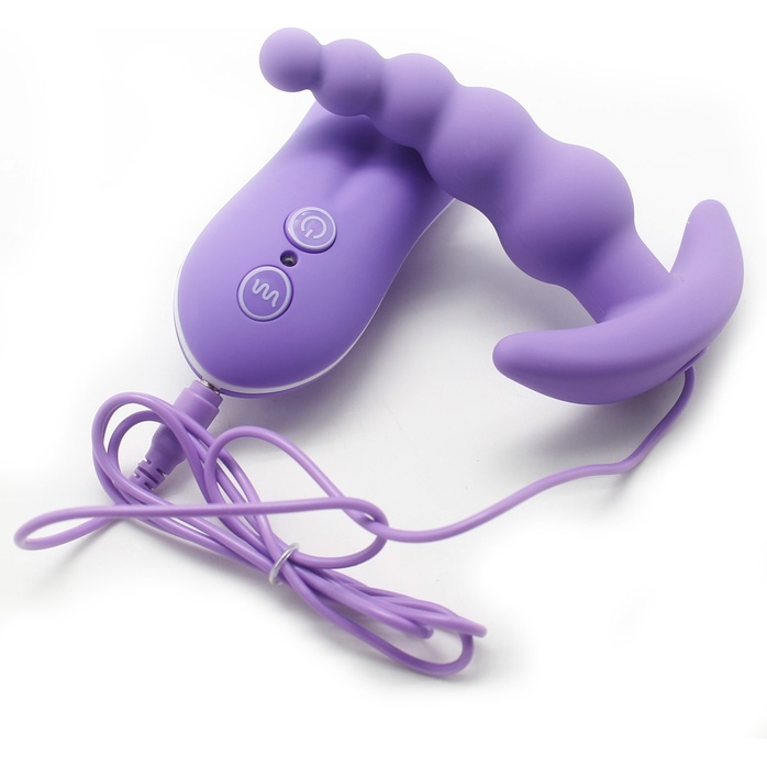 Фиолетовый вибростимулятор Beads Style для анальной стимуляции - 11 см. Фотография 6.