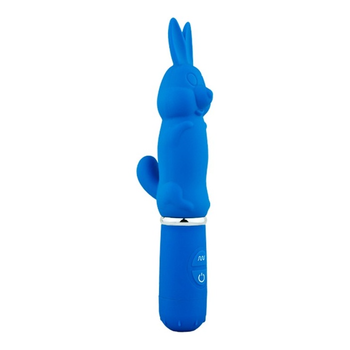 Голубой вибростимулятор в форме кролика 10 Function Rabbit - 19 см