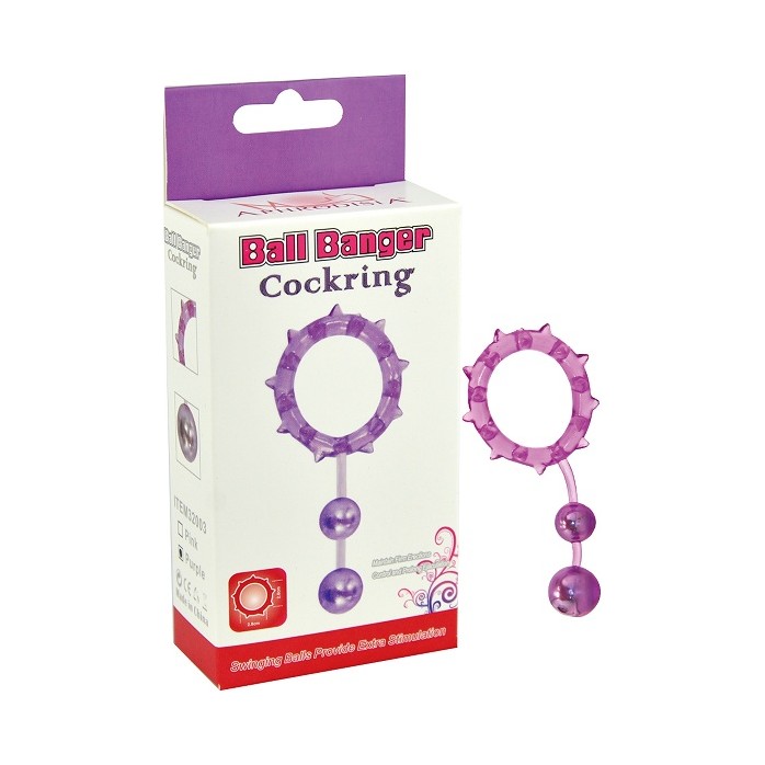 Розовое эрекционное кольцо Ball Banger Cock Ring с 2 утяжеляющими шариками
