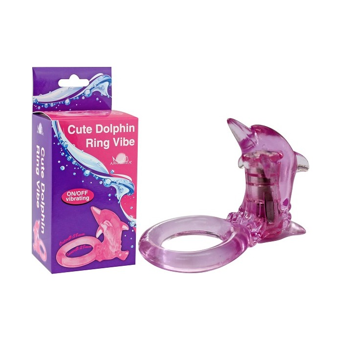 Розовое эрекционное кольцо с клиторальным стимулятором-дельфином