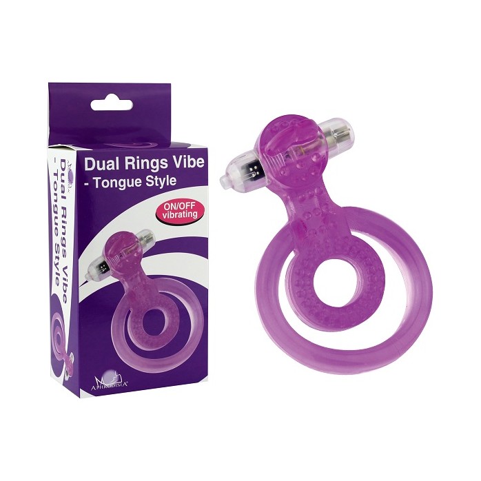 Фиолетовое эрекционное виброкольцо с подхватом для мошонки