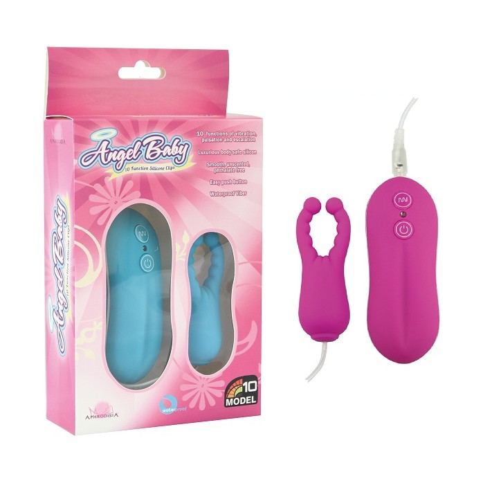 Фиолетовый вибростимулятор с усиками Angel Baby NIpple Cock clips