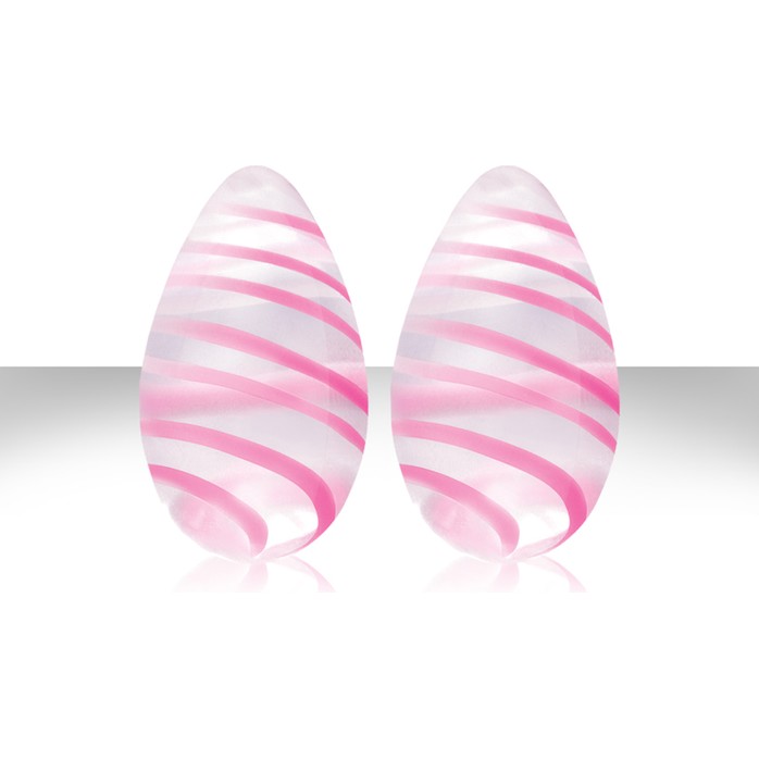 Прозрачные стеклянные вагинальные шарики Crystal Premium Glass Eggs Pink Strips - Crystal. Фотография 2.