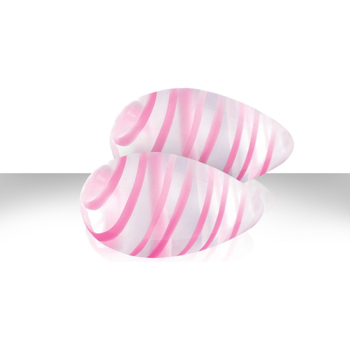 Прозрачные стеклянные вагинальные шарики Crystal Premium Glass Eggs Pink Strips - Crystal. Фотография 3.