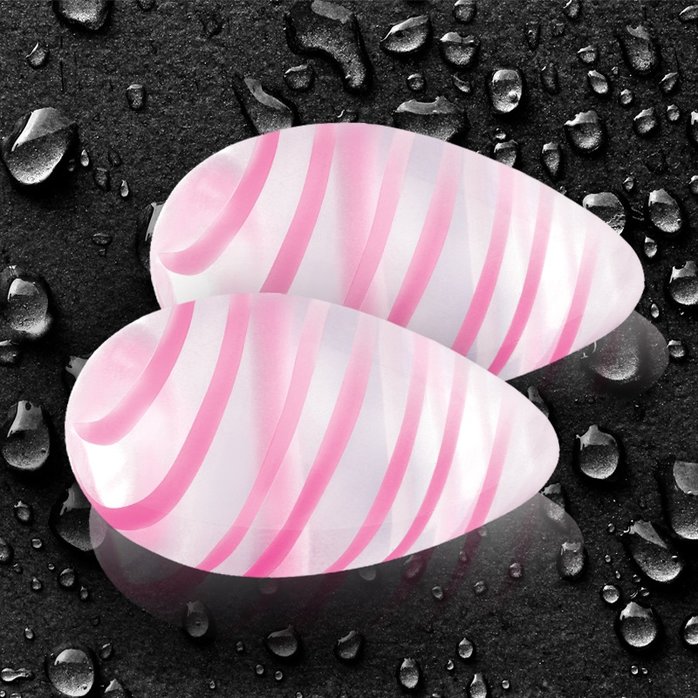 Прозрачные стеклянные вагинальные шарики Crystal Premium Glass Eggs Pink Strips - Crystal