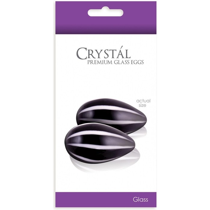 Черные стеклянные вагинальные шарики Crystal Kegel Eggs - Crystal. Фотография 3.