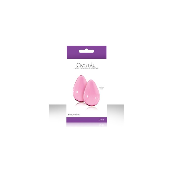 Большие розовые стеклянные вагинальные шарики CRYSTAL KEGEL EGGS - Crystal