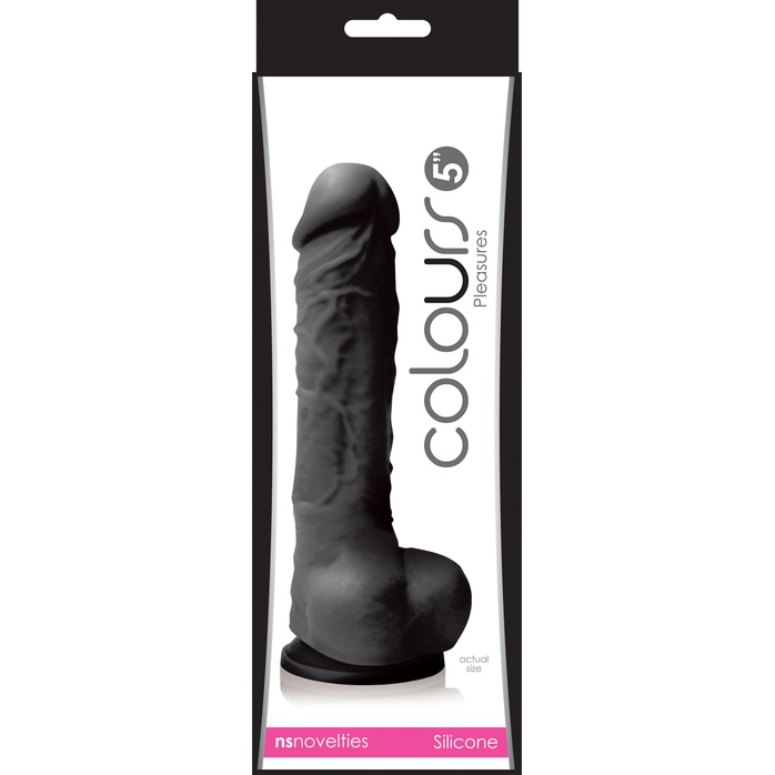 Черный фаллоимитатор Pleasures 5 Dildo - 17,8 см - Colours. Фотография 2.