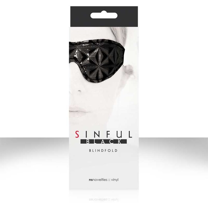 Черная виниловая маска на глаза SINFUL BLIDFOLD - Sinful. Фотография 3.