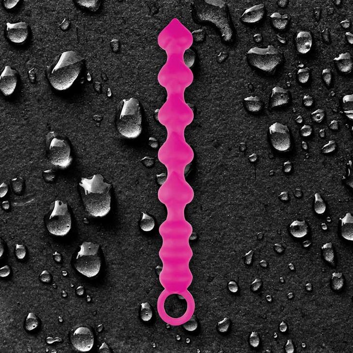 Розовая анальная цепочка из силикона PERLES D AMOUR - 22 см - Perles. Фотография 2.