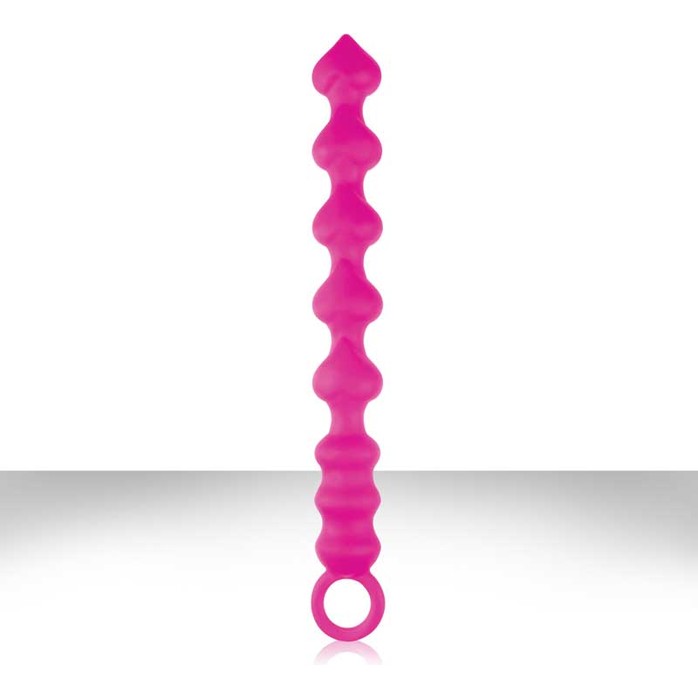 Розовая анальная цепочка из силикона PERLES D AMOUR - 22 см - Perles