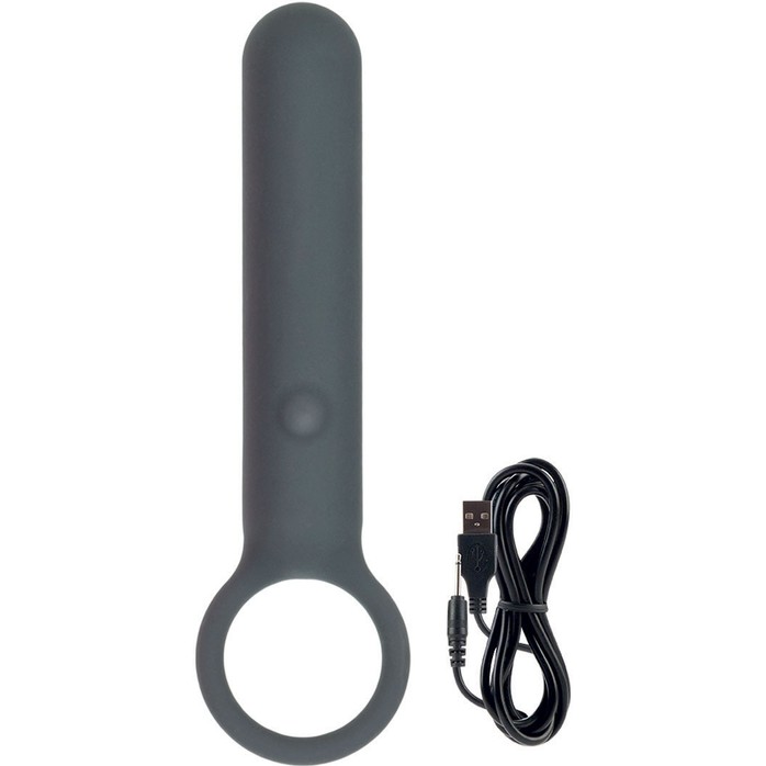 Серый мини-вибратор с кольцом Lust by JOPEN - 12,75 см - Lust 
