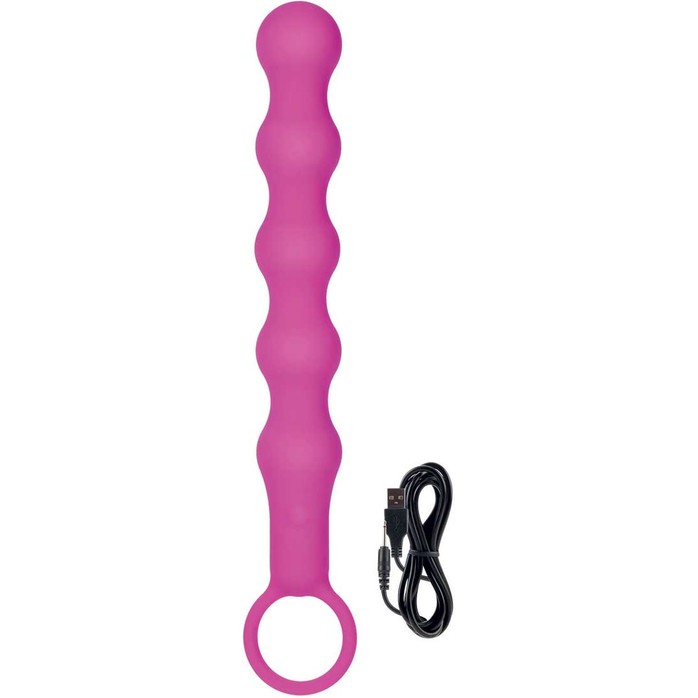 Розовая гибкая анальная вибро-цепочка Lust by JOPEN - 24,25 см - Lust 