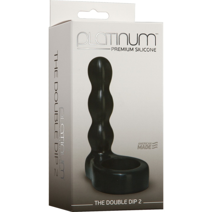 Черный анальный стимулятор с силиконовым кольцом Platinum Premium Silicone - The Double Dip 2 - Black - Platinum Premium Silicone. Фотография 2.