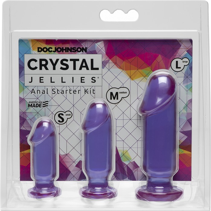 Набор из трех фиолетовых анальных фаллоимитаторов Crystal Jellies Anal Starter Kit - Crystal Jellies. Фотография 2.