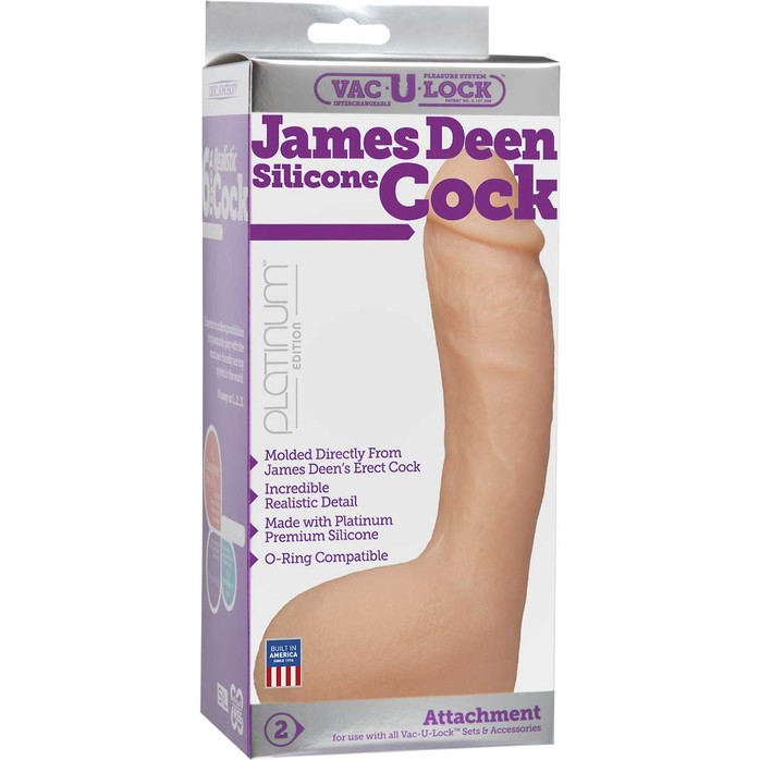Силиконовая насадка к трусикам Vac-U-Lock James Deen Silicone Cock - 20 см - Vac-U-Lock. Фотография 2.