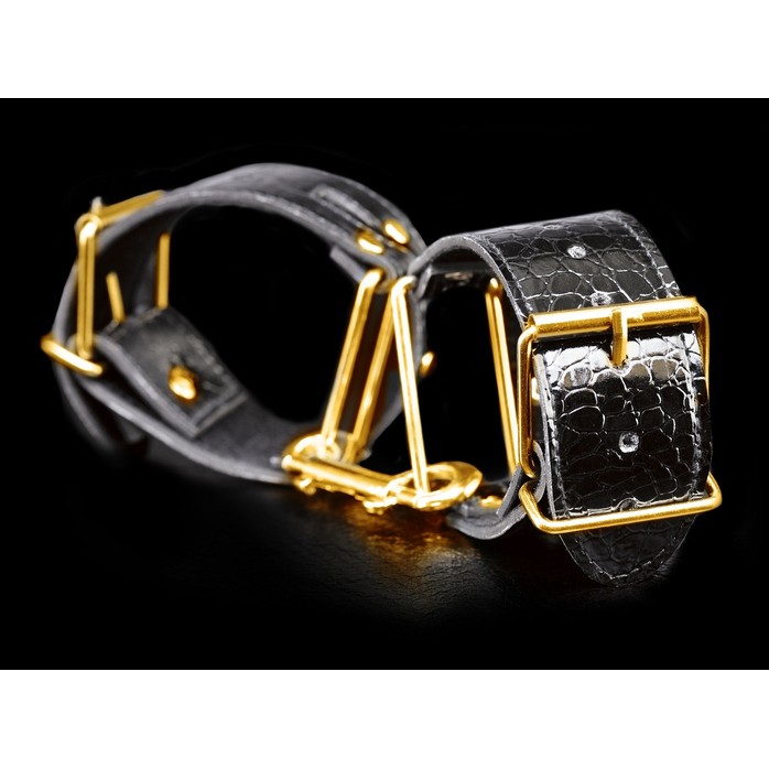 Черные с золотом наручники Cuffs - Fetish Fantasy Gold
