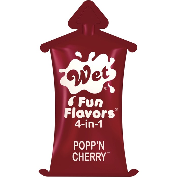 Разогревающий лубрикант Fun Flavors 4-in-1 Popp n Cherry с ароматом вишни - 10 мл - Wet Fun Flavors 4-in-1