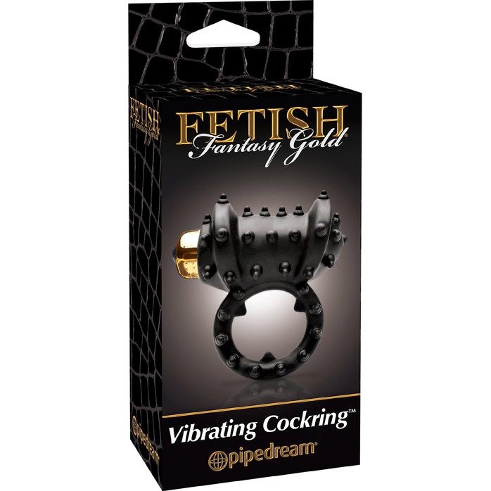 Эрекционное кольцо с вибрацией и шипиками - Fetish Fantasy Gold. Фотография 3.