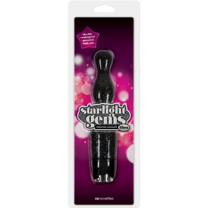 Чёрная виброёлочка Starlight Gems Libra Vibrating Massager - 20,5 см - Starlight Gems. Фотография 2.