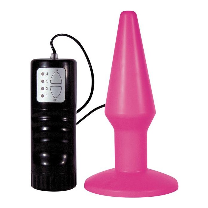 Розовая анальная пробка с вибрацией Brutal Pink Plug Medium - 14 см - Classics
