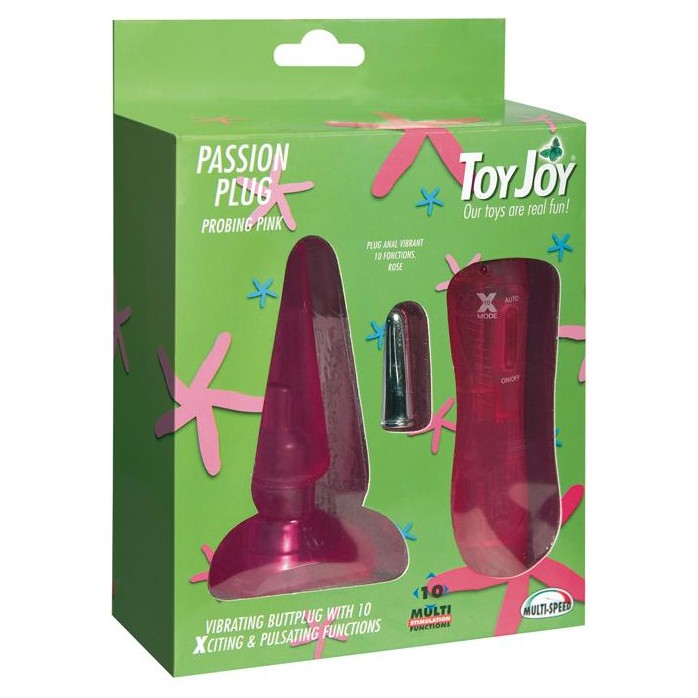 Розовая анальная пробка с вибропулей Passion Plug - 10,5 см - Basics. Фотография 3.